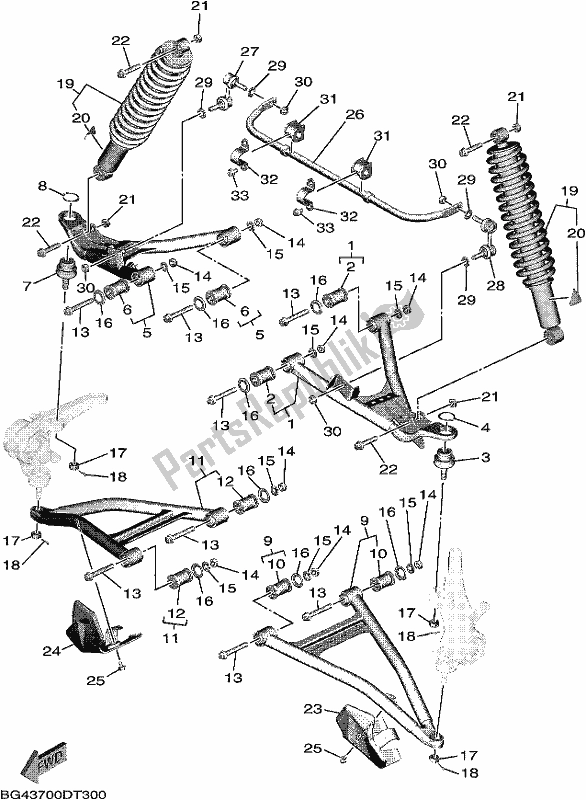 All parts for the Front Suspension & Wheel of the Yamaha YXF 850P Wolverine X4 2018