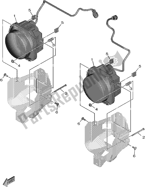 All parts for the Headlight of the Yamaha YXF 850P Wolverine X4 2018