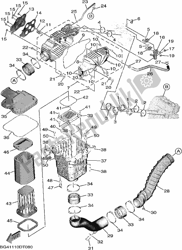 All parts for the Intake of the Yamaha YXF 850P Wolverine X4 2018