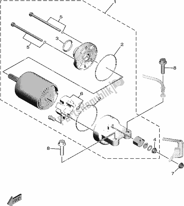 All parts for the Starting Motor of the Yamaha YXF 850P Wolverine X4 2018