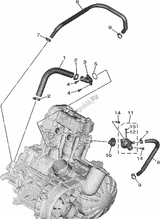 All parts for the Water Pump of the Yamaha YXF 850P Wolverine X4 2018