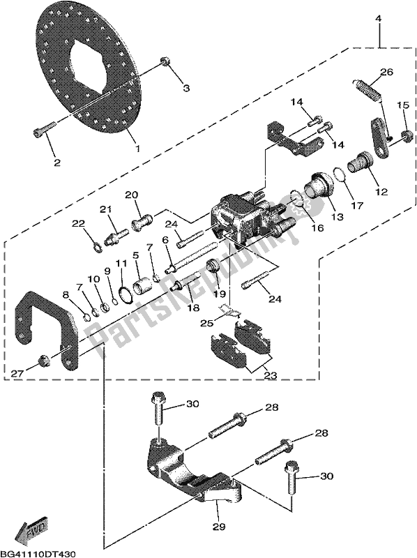 Todas las partes para Pinza De Freno Trasero 2 de Yamaha YXF 850P Wolverine X4 2019