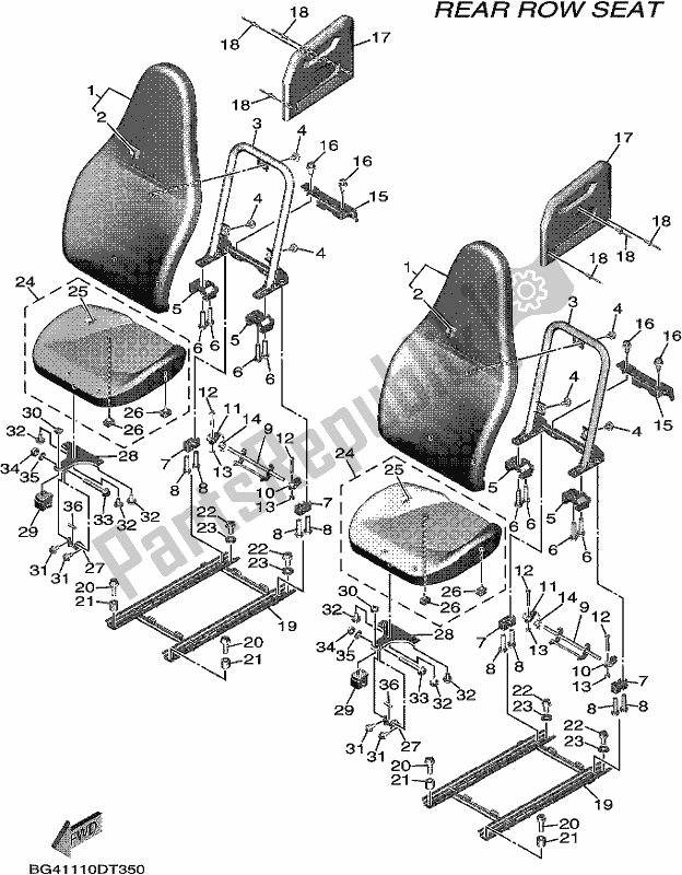 Todas las partes para Asiento 3 de Yamaha YXF 850P Wolverine X4 2019