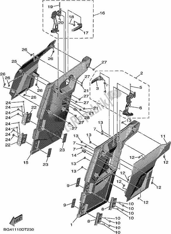 Todas las partes para Cubierta Lateral 2 de Yamaha YXF 850P Wolverine X4 2019