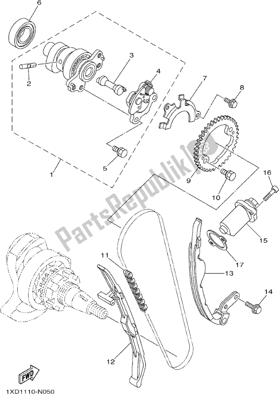 All parts for the Camshaft & Chain of the Yamaha YXM 700 ESH Blue Metallic 2017