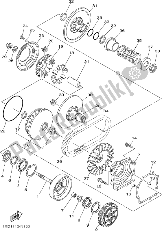 All parts for the Clutch of the Yamaha YXM 700 ESH Blue Metallic 2017