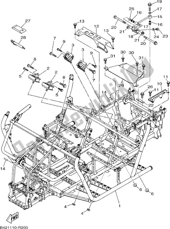 All parts for the Frame of the Yamaha YXM 700 ESH Blue Metallic 2017