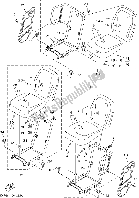 All parts for the Seat of the Yamaha YXM 700 ESH Blue Metallic 2017