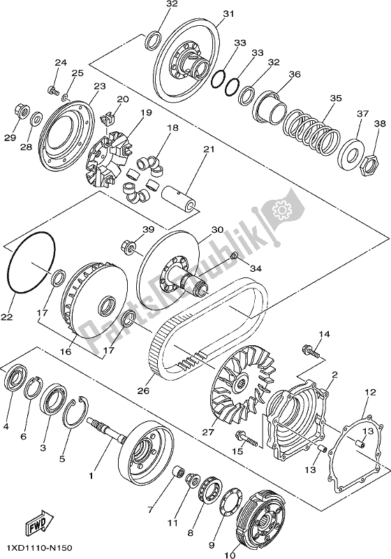 All parts for the Clutch of the Yamaha YXM 700 PCH Camo Viking EPS 3 Seater 2017