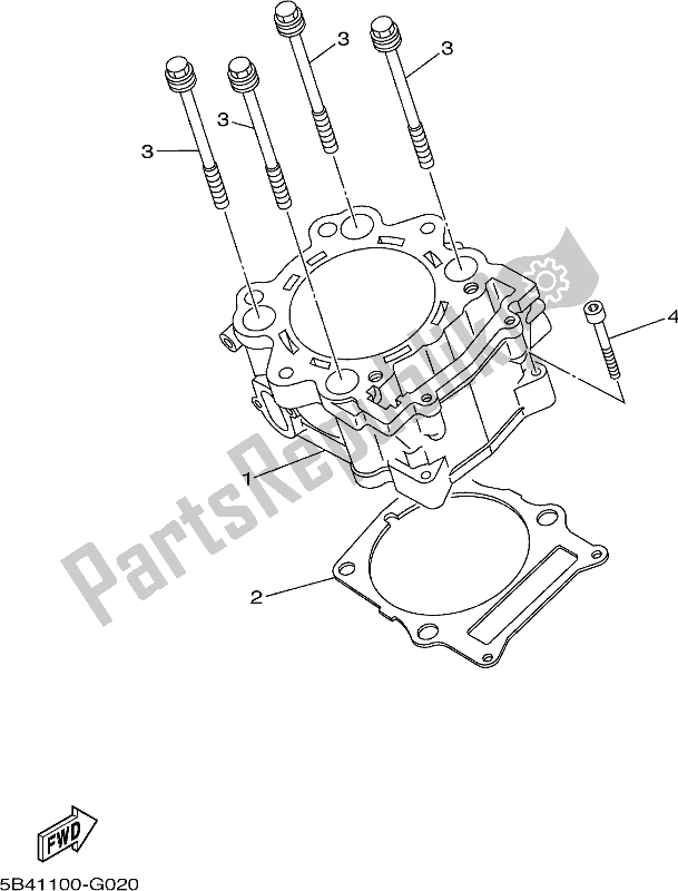 All parts for the Cylinder of the Yamaha YXM 700 PCH Camo Viking EPS 3 Seater 2017