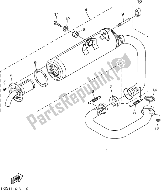 All parts for the Exhaust of the Yamaha YXM 700 PCH Camo Viking EPS 3 Seater 2017