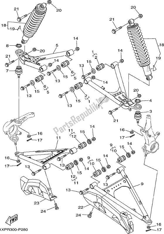 All parts for the Front Suspension & Wheel of the Yamaha YXM 700 PCH Camo Viking EPS 3 Seater 2017