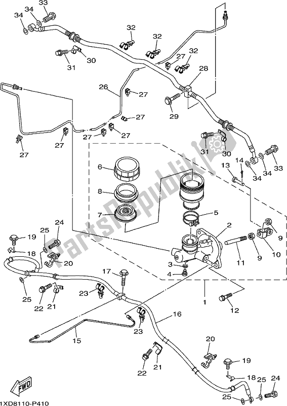 All parts for the Master Cylinder of the Yamaha YXM 700 PCH Camo Viking EPS 3 Seater 2017