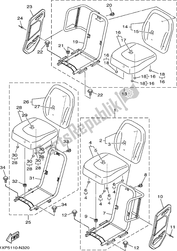 All parts for the Seat of the Yamaha YXM 700 PCH Camo Viking EPS 3 Seater 2017