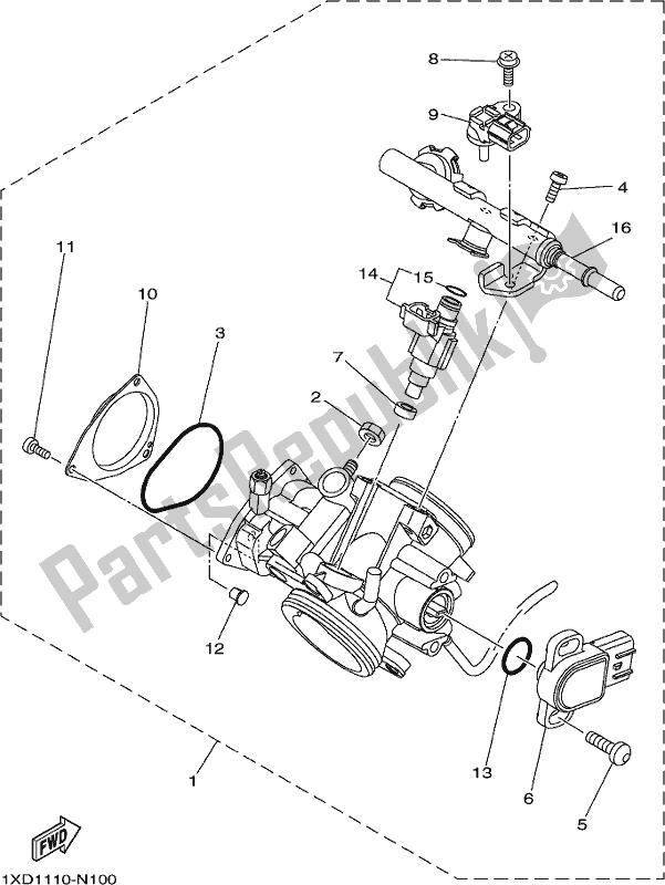 All parts for the Throttle Body Assy 1 of the Yamaha YXM 700 PCH Camo Viking EPS 3 Seater 2017