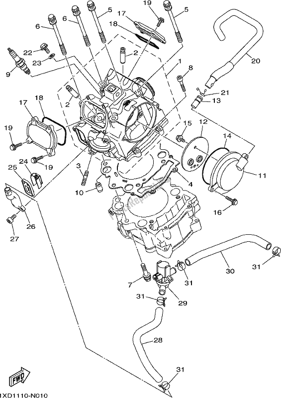 All parts for the Cylinder Head of the Yamaha YXM 700 PES 2017