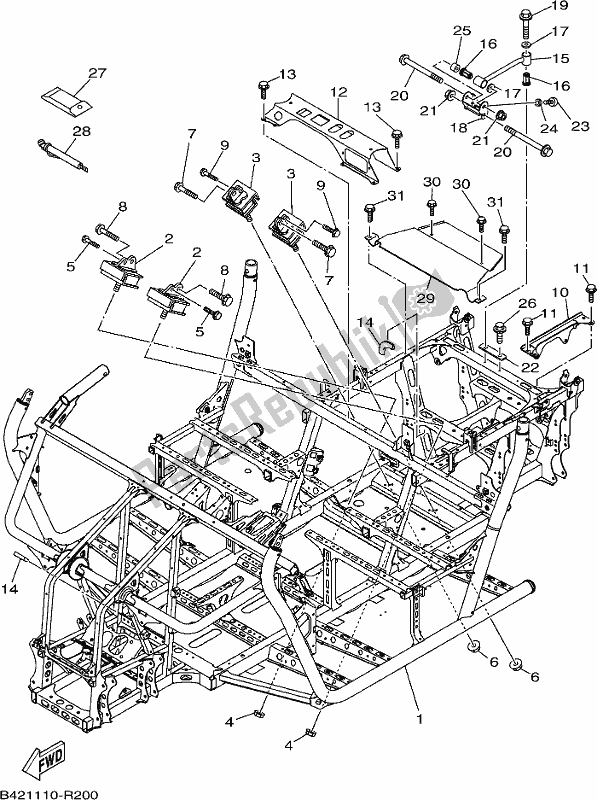 All parts for the Frame of the Yamaha YXM 700 PES 2017