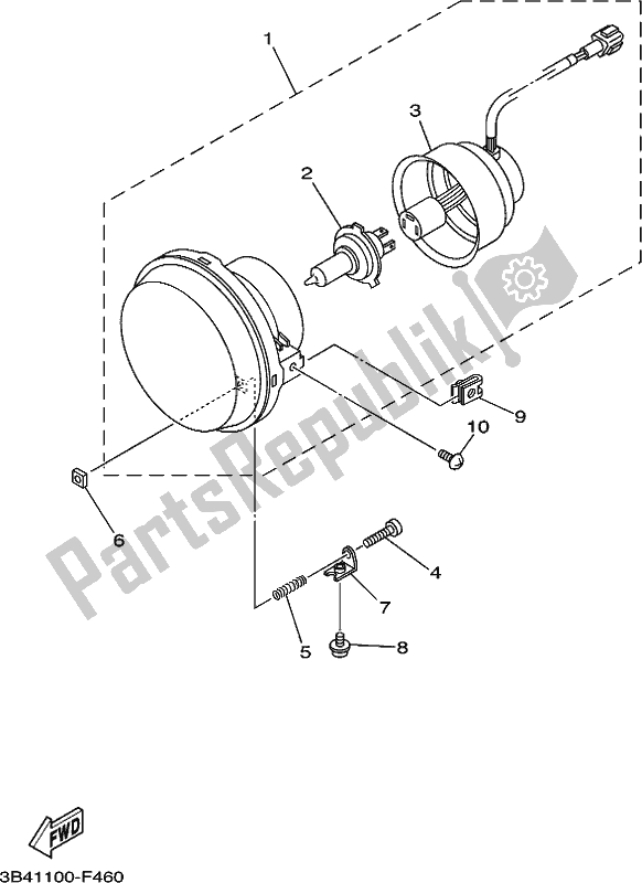 All parts for the Headlight of the Yamaha YXM 700 PES 2017