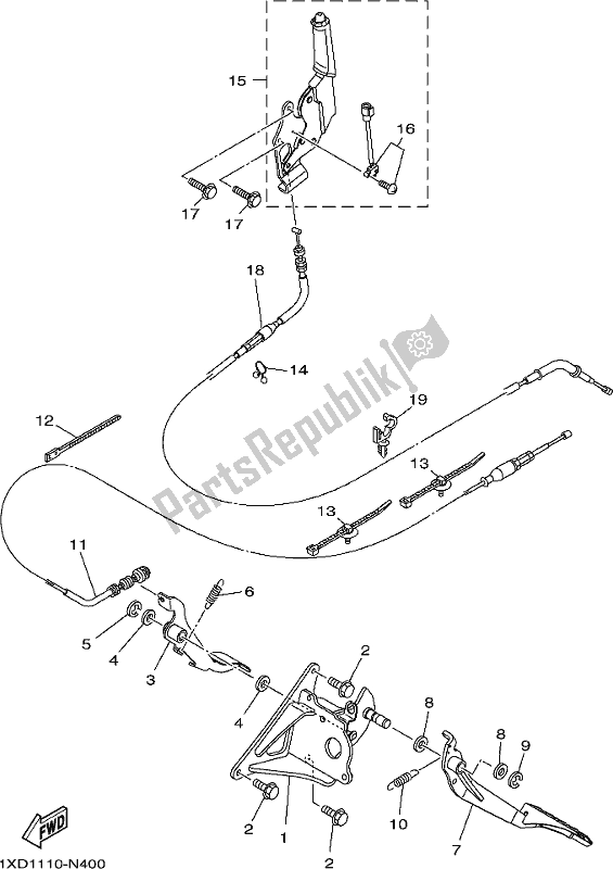 All parts for the Pedal Wire of the Yamaha YXM 700 PES 2017