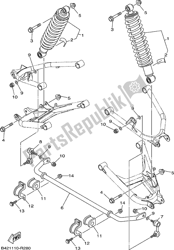 All parts for the Rear Suspension of the Yamaha YXM 700 PES 2017