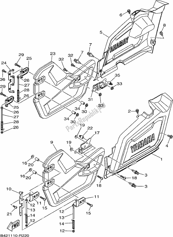 Todas las partes para Cubierta Lateral de Yamaha YXM 700 PES 2017