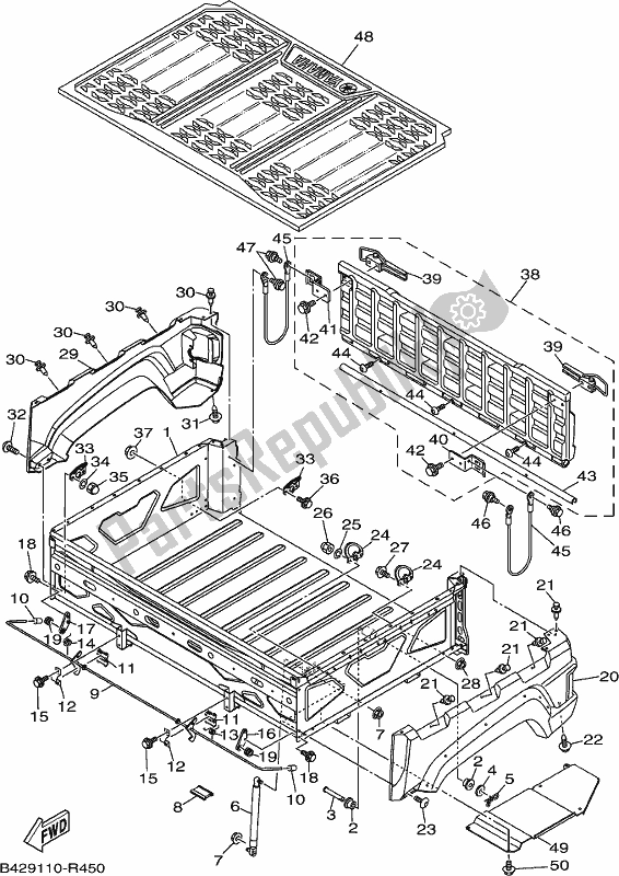 Alle onderdelen voor de Vervoerder van de Yamaha YXM 700 Pesh NZ Only USA 2017