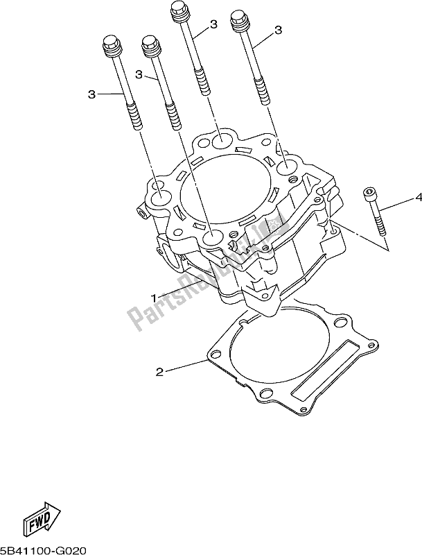 All parts for the Cylinder of the Yamaha YXM 700 Pesh NZ Only USA 2017