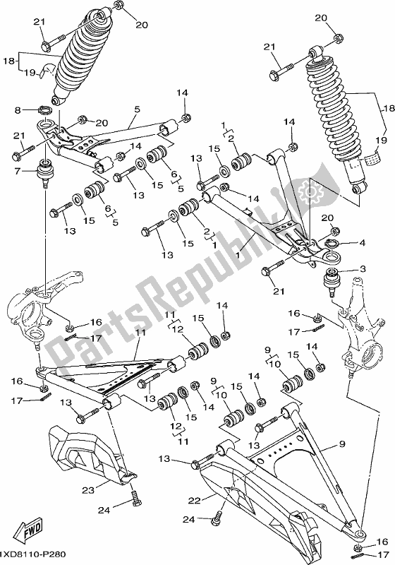 Tutte le parti per il Sospensione Anteriore E Ruota del Yamaha YXM 700 Pesh NZ Only USA 2017