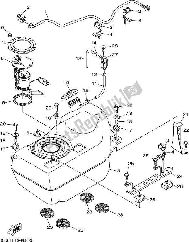 All parts for the Fuel Tank of the Yamaha YXM 700 Pesh NZ Only USA 2017