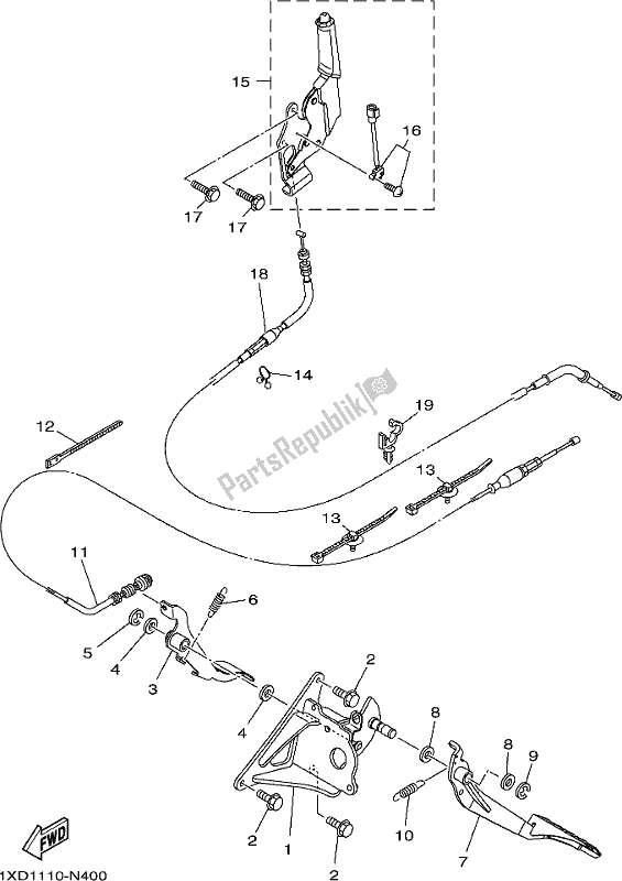 All parts for the Pedal Wire of the Yamaha YXM 700 Pesh NZ Only USA 2017