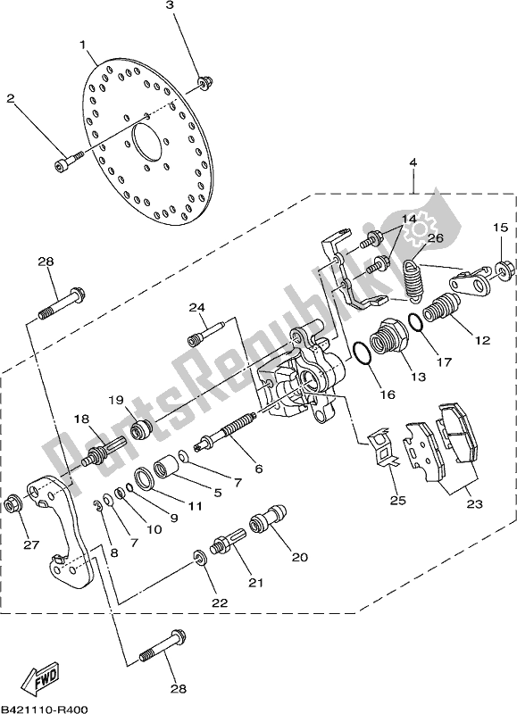 Wszystkie części do Zacisk Hamulca Tylnego 2 Yamaha YXM 700 Pesh NZ Only USA 2017