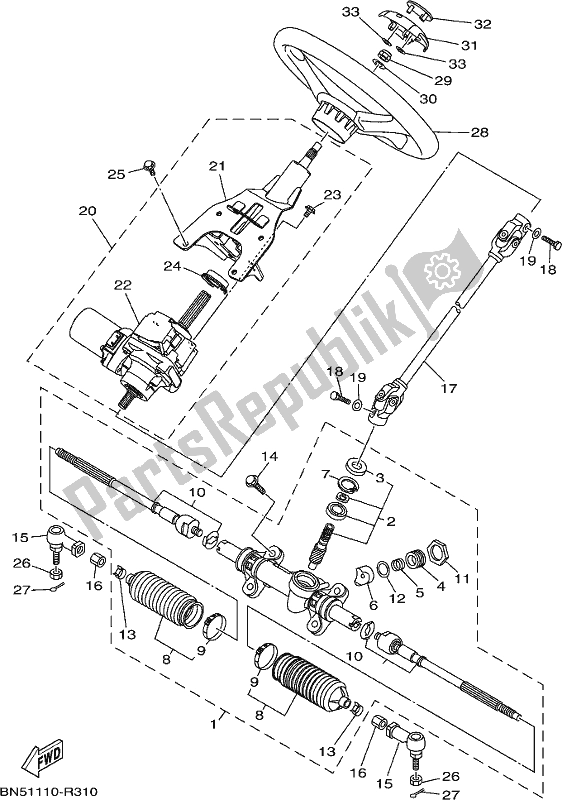 Tutte le parti per il Timone del Yamaha YXM 700 Pesh NZ Only USA 2017