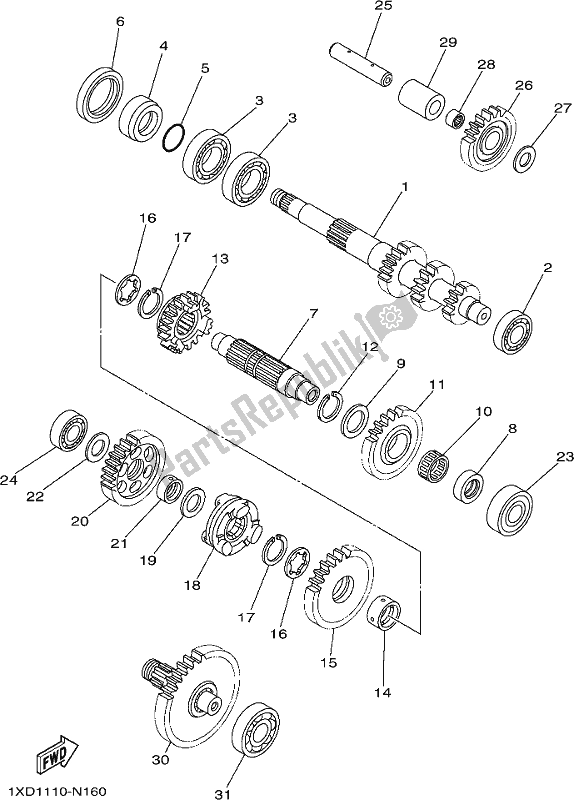 All parts for the Transmission of the Yamaha YXM 700 Pesh NZ Only USA 2017