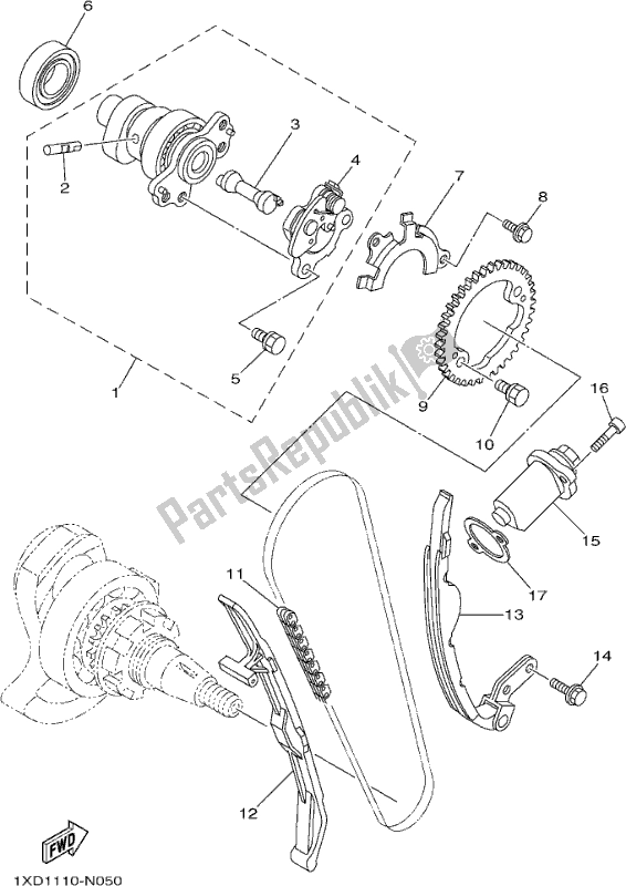 All parts for the Camshaft & Chain of the Yamaha YXM 700 PH Blue 2017