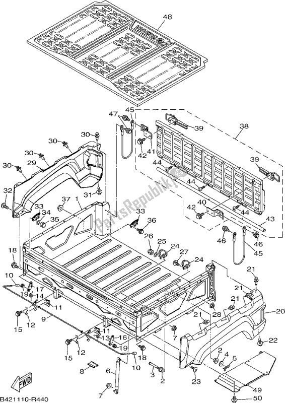 All parts for the Carrier of the Yamaha YXM 700 PH Blue 2017