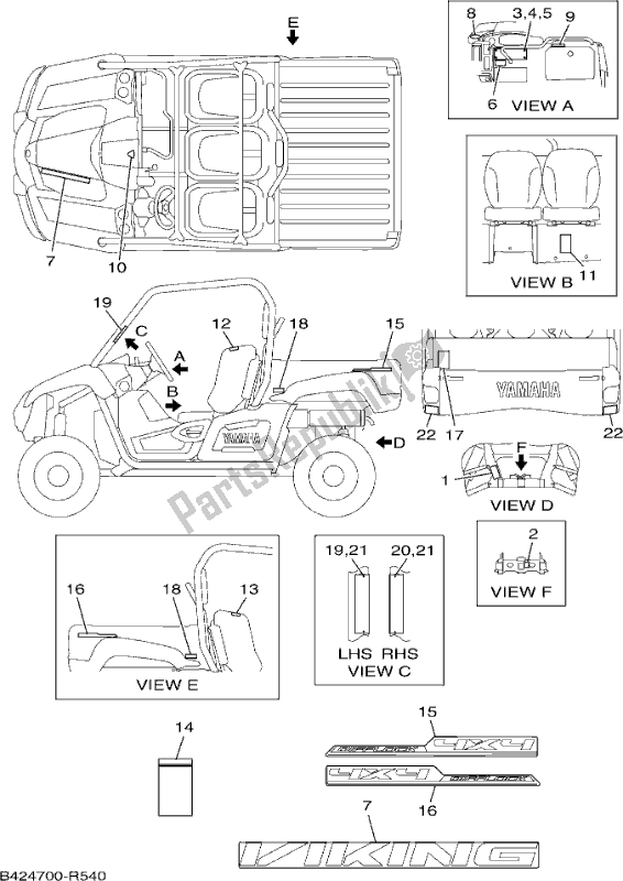 Todas las partes para Emblema Y Etiqueta 1 de Yamaha YXM 700 PH Blue 2017