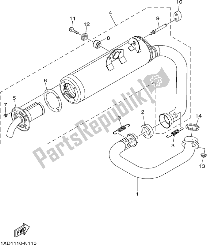 All parts for the Exhaust of the Yamaha YXM 700 PH Blue 2017