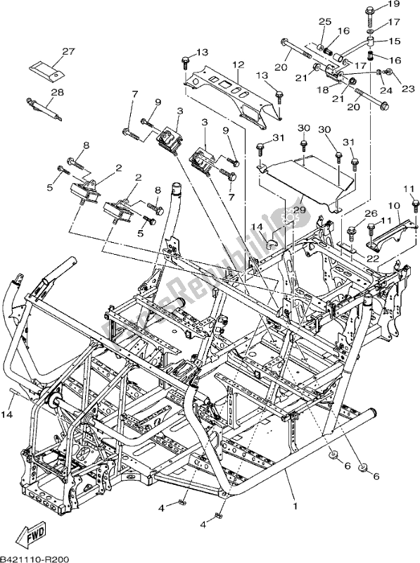 All parts for the Frame of the Yamaha YXM 700 PH Blue 2017