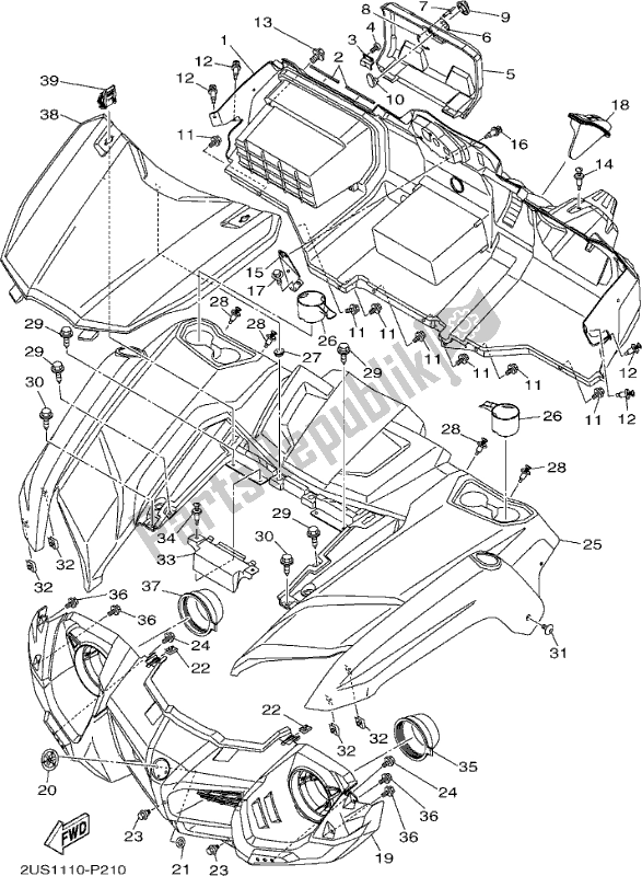 All parts for the Front Fender of the Yamaha YXM 700 PH Blue 2017