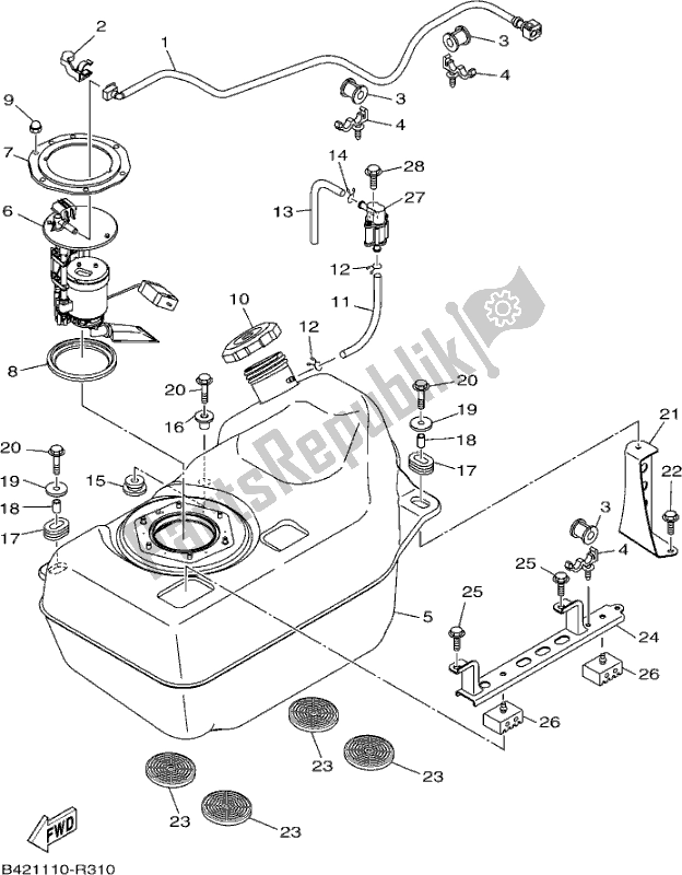 All parts for the Fuel Tank of the Yamaha YXM 700 PH Blue 2017