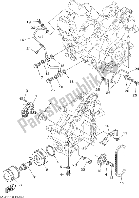 All parts for the Oil Pump of the Yamaha YXM 700 PH Blue 2017