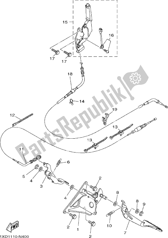 All parts for the Pedal Wire of the Yamaha YXM 700 PH Blue 2017