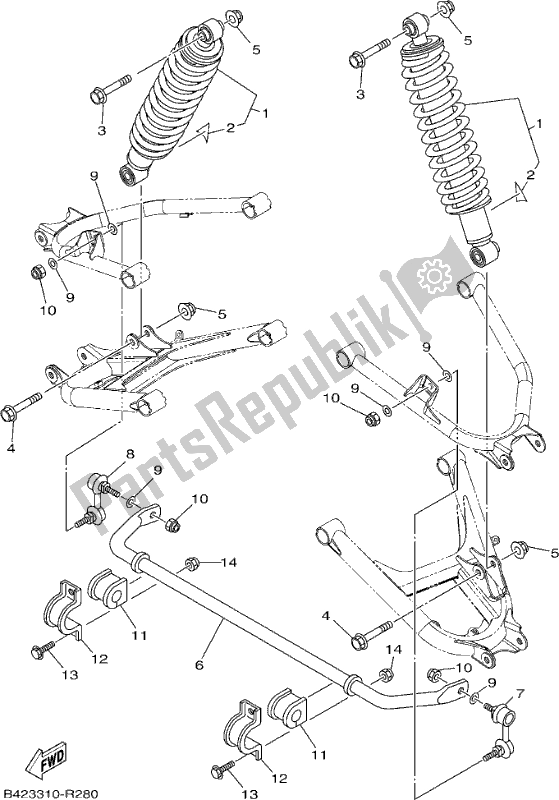 All parts for the Rear Suspension of the Yamaha YXM 700 PH Blue 2017