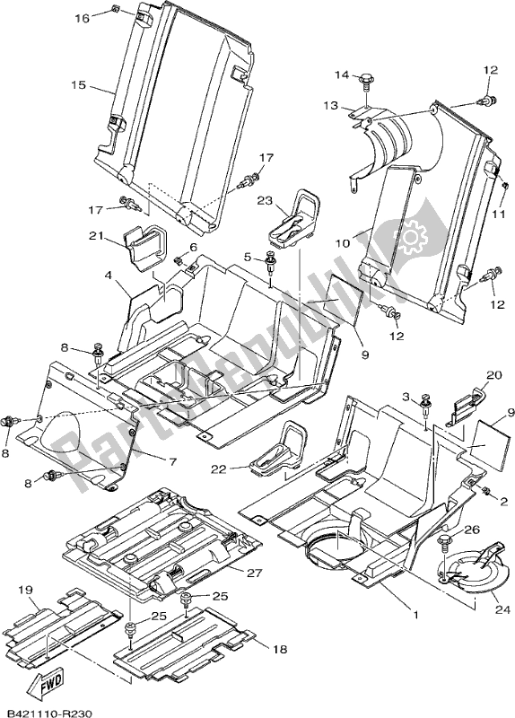 All parts for the Side Cover 2 of the Yamaha YXM 700 PH Blue 2017