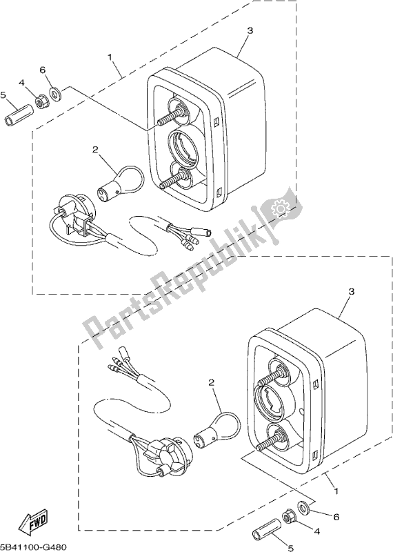 All parts for the Taillight of the Yamaha YXM 700 PH Blue 2017