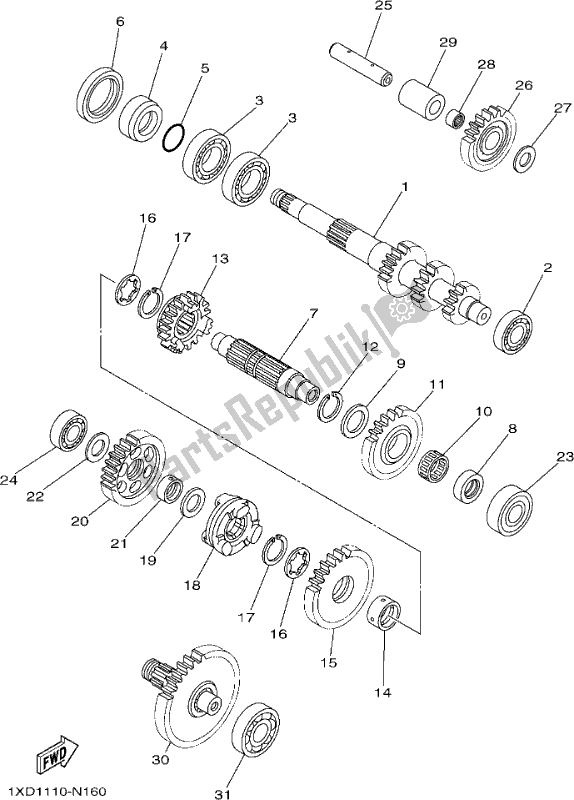 All parts for the Transmission of the Yamaha YXM 700 PH Blue 2017