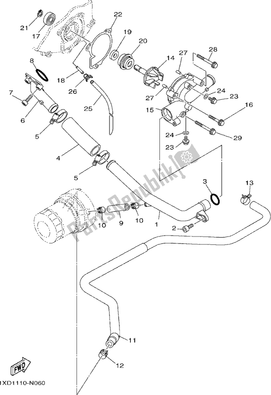 All parts for the Water Pump of the Yamaha YXM 700 PH Blue 2017