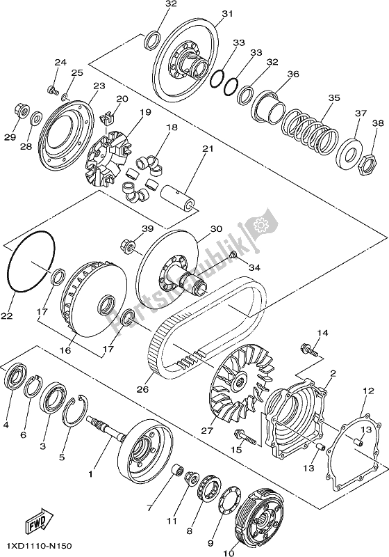 All parts for the Clutch of the Yamaha YXM 700 PH Blue Viking EPS 3 Seater 2017