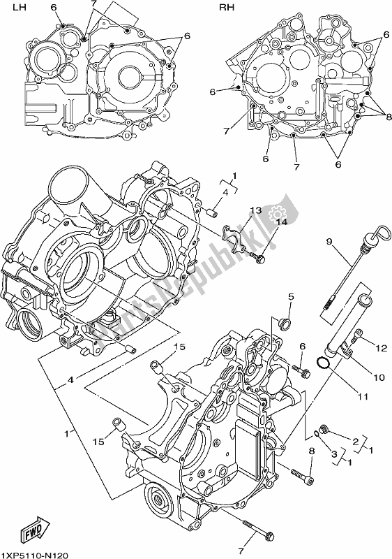 All parts for the Crankcase of the Yamaha YXM 700 PH Blue Viking EPS 3 Seater 2017