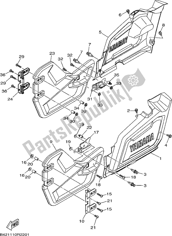 Tutte le parti per il Coperchio Laterale del Yamaha YXM 700 PH Blue Viking EPS 3 Seater 2017